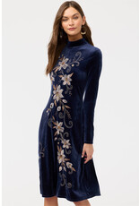 Johnny Was Johnny Was Stretch Velvet Mock Neck Dress - Corinthe - Midnight