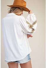 Embroidery Detailing Button Down Washed Shirt