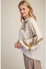 Embroidery Detailing Button Down Washed Shirt