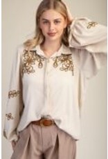 Embroidery Detailing Button Down Washed Shirt