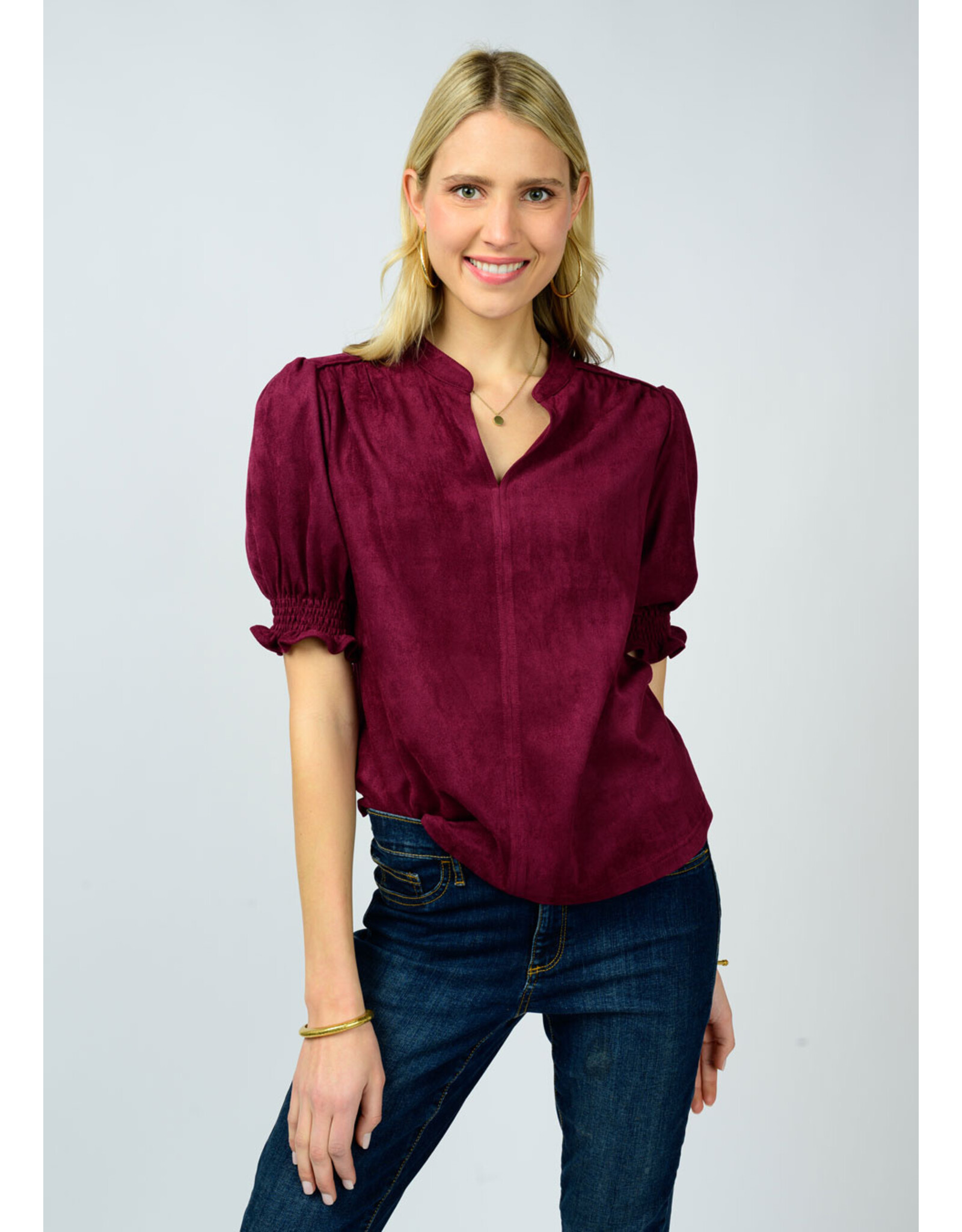 Ivy Jane Ivy Jane Suede Top - Wine
