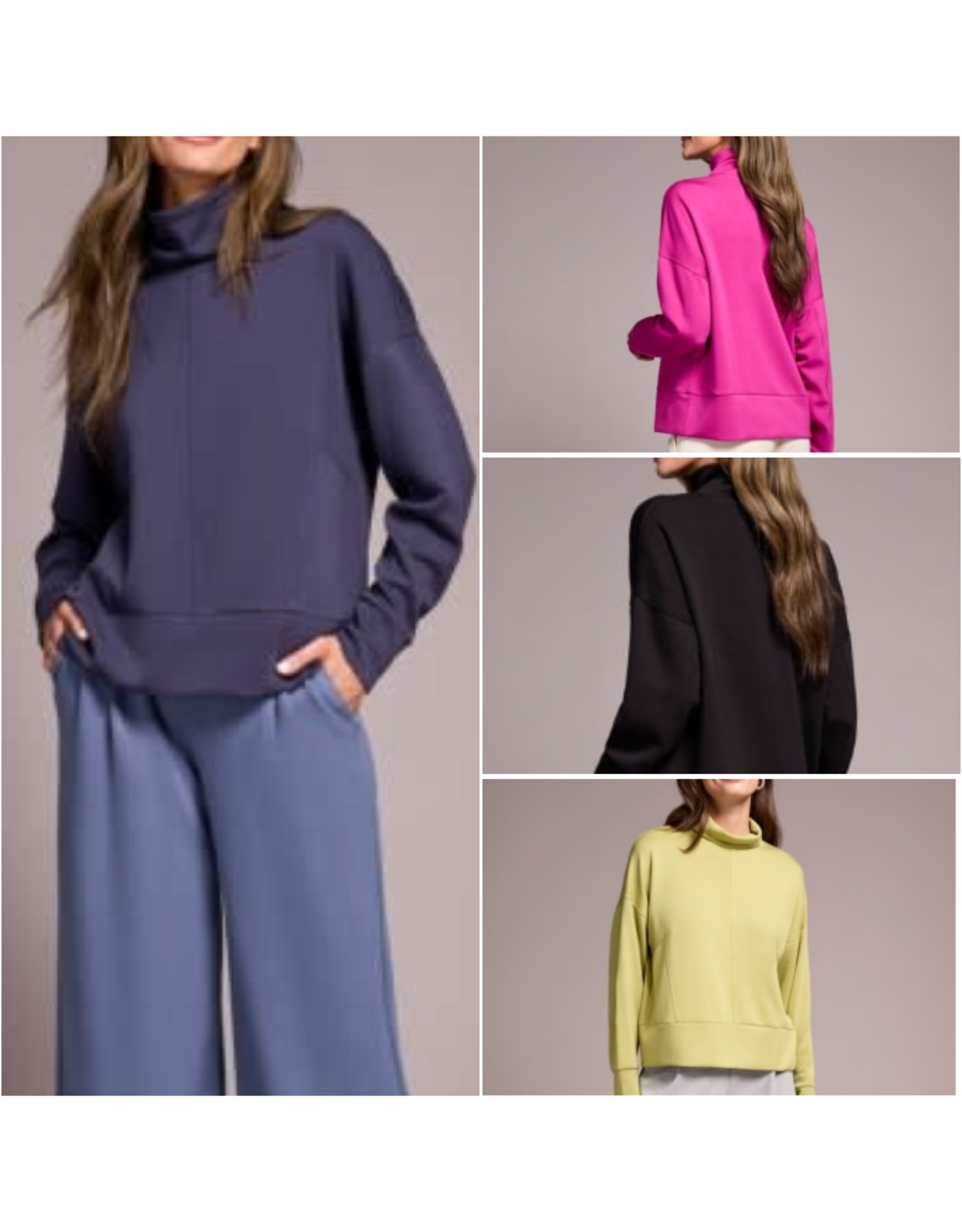 Tribal Tribal Techno Lux Drop Shoulder Funnel Neck Knit Top