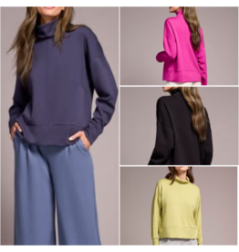 Tribal Tribal Techno Lux Drop Shoulder Funnel Neck Knit Top