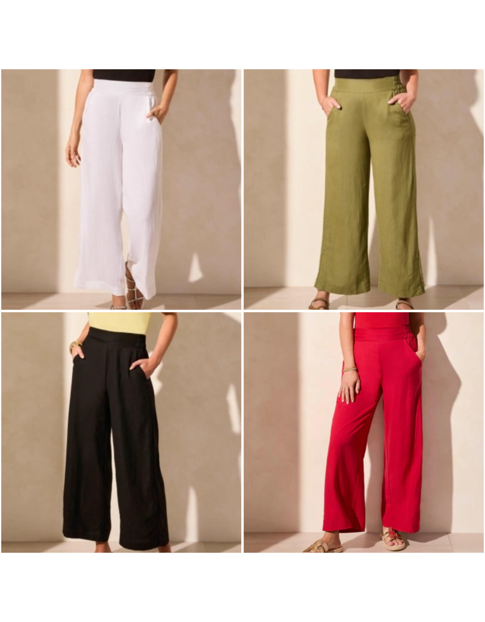 Tribal Tribal Linen Blend Ankle Pant with Hem Vent