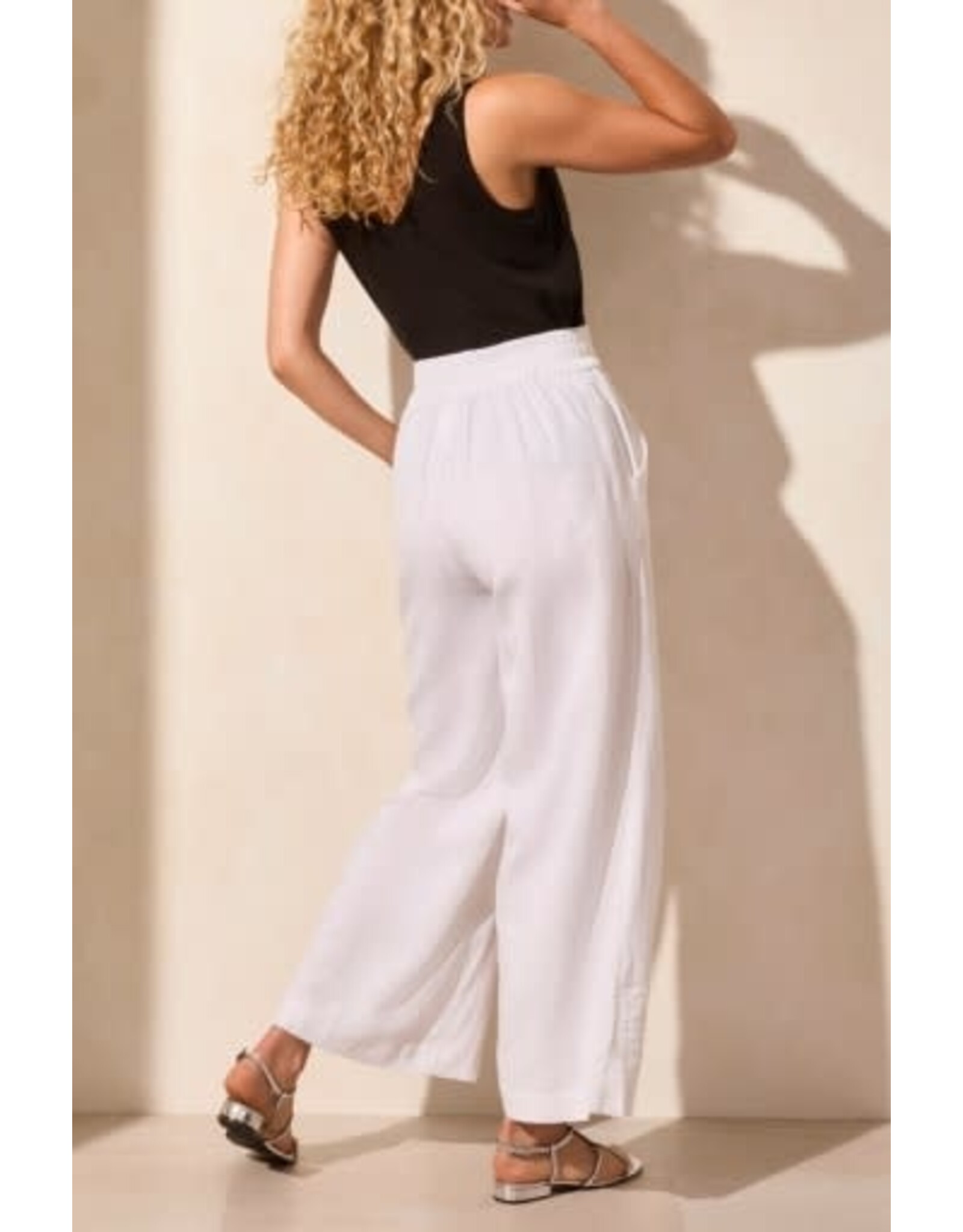Tribal Tribal Linen Blend Ankle Pant with Hem Vent