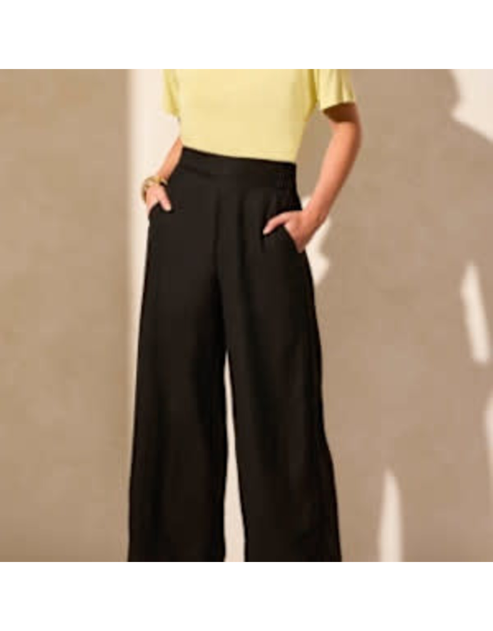 Tribal Tribal Linen Blend Ankle Pant with Hem Vent