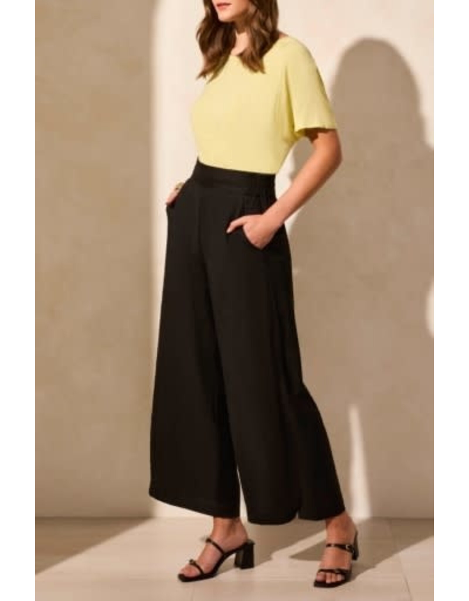 Tribal Tribal Linen Blend Ankle Pant with Hem Vent