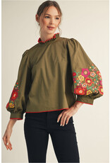 Bella Embroidered Sleeve Top