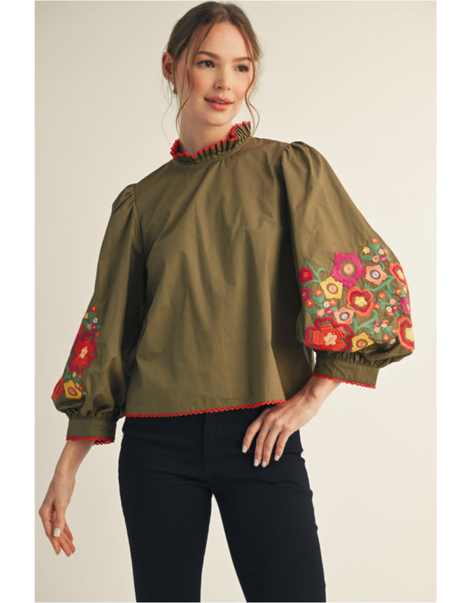 Bella Embroidered Sleeve Top