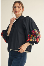 Bella Embroidered Sleeve Top