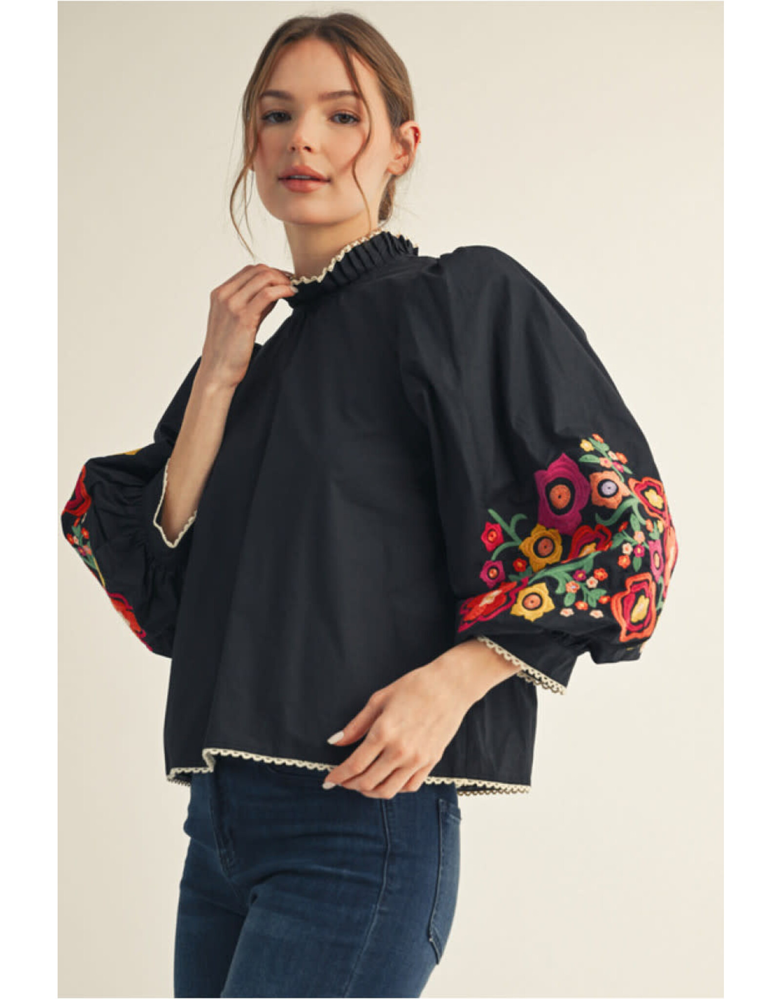 Bella Embroidered Sleeve Top