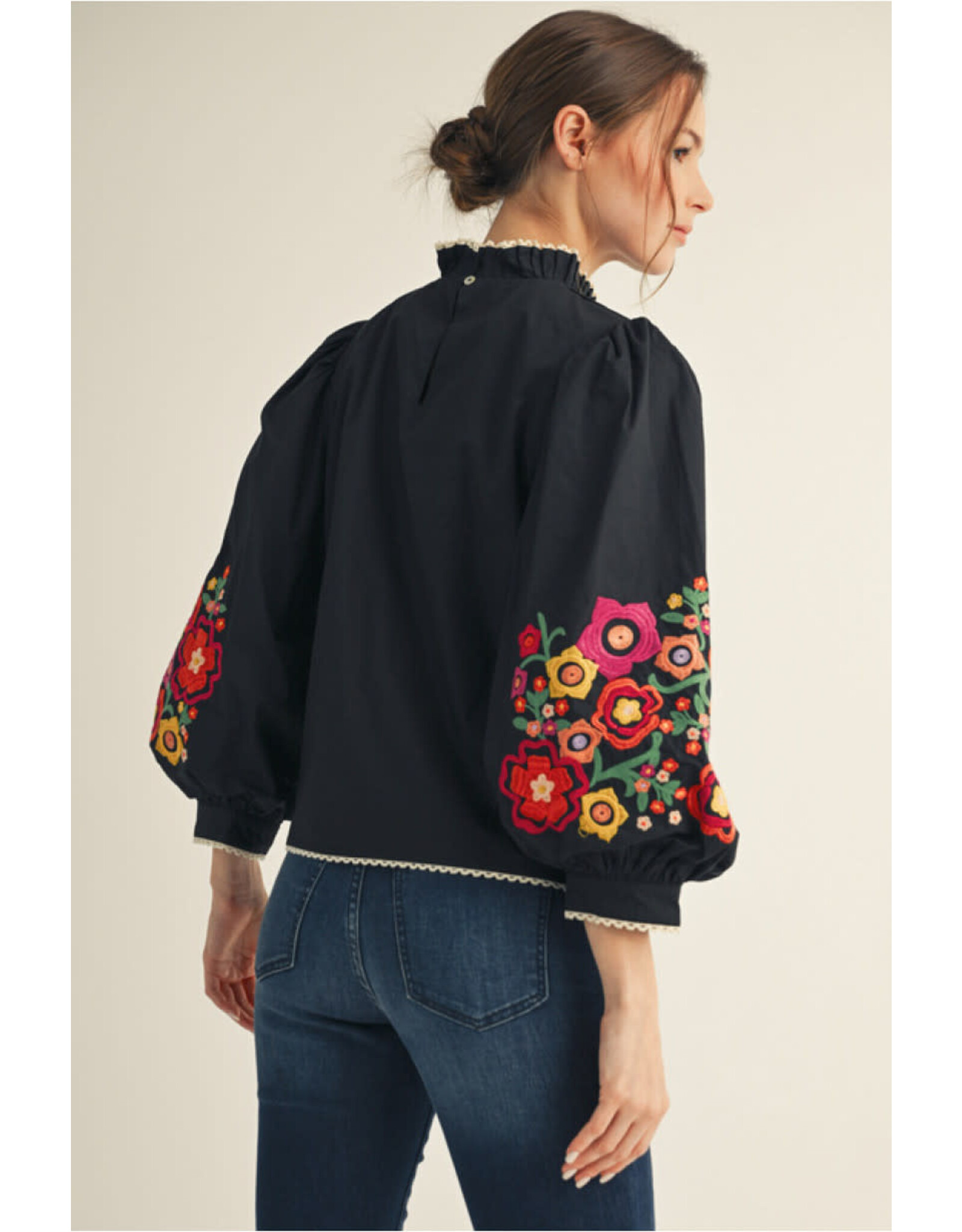 Bella Embroidered Sleeve Top