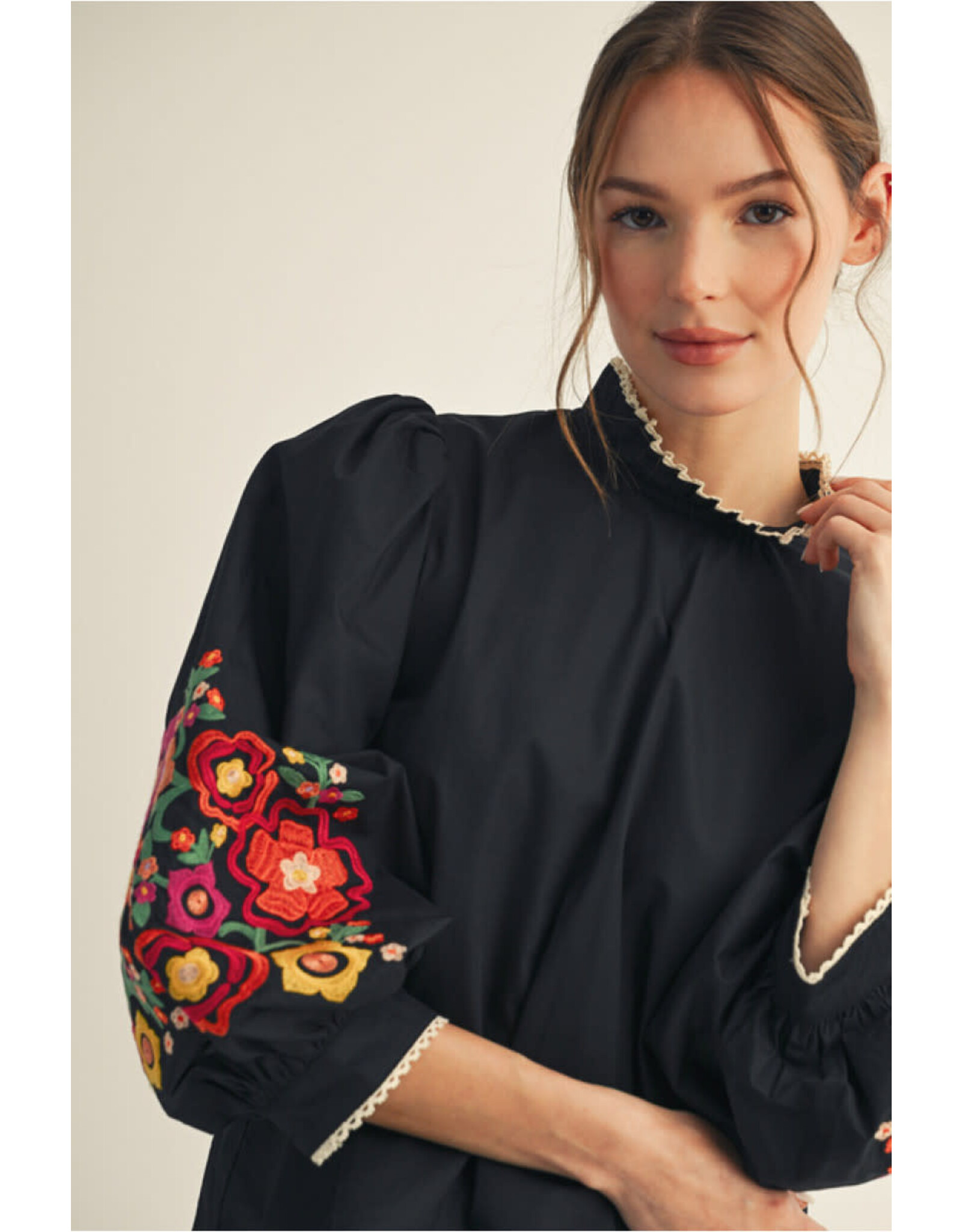 Bella Embroidered Sleeve Top