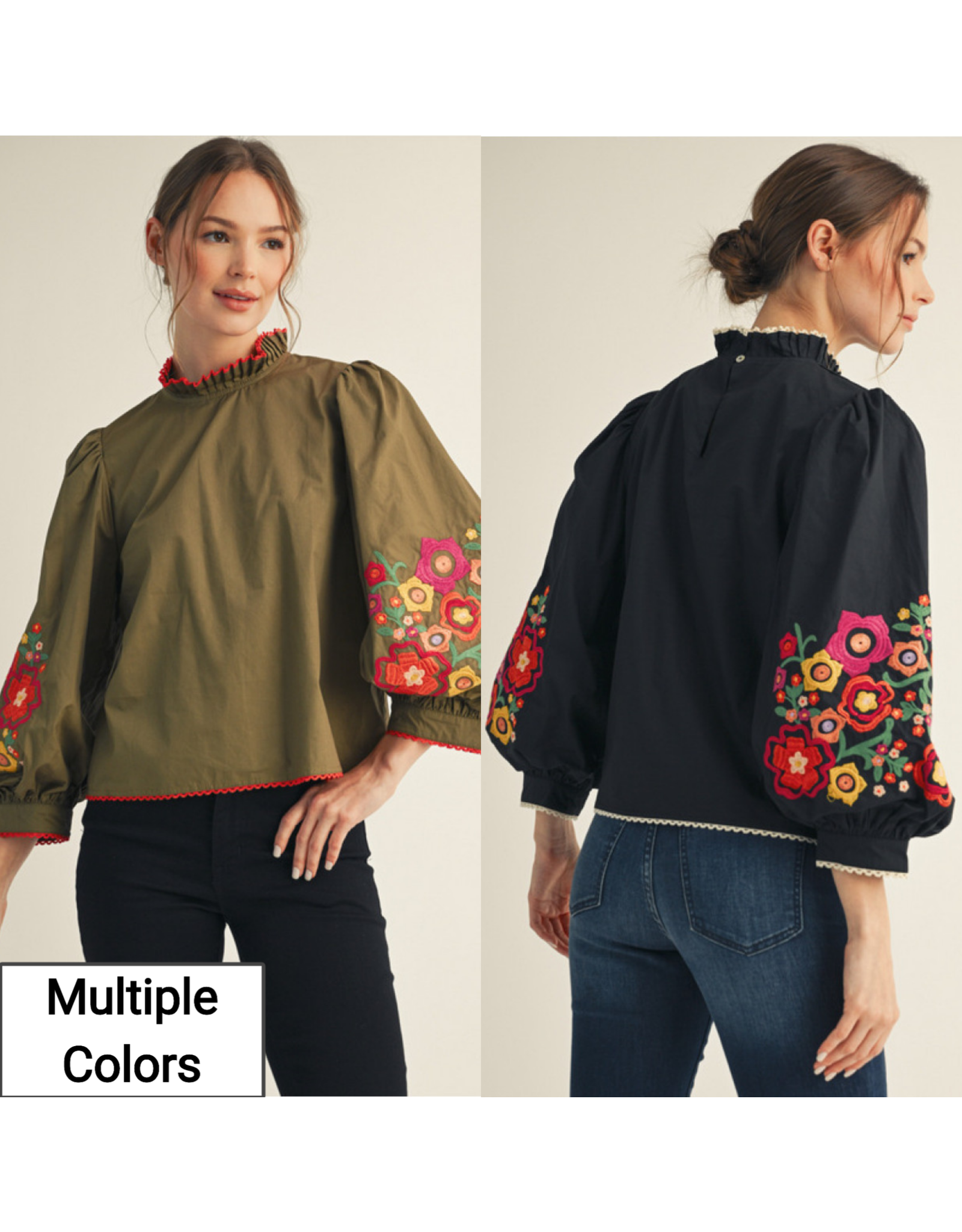 Bella Embroidered Sleeve Top