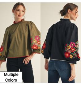 Bella Embroidered Sleeve Top