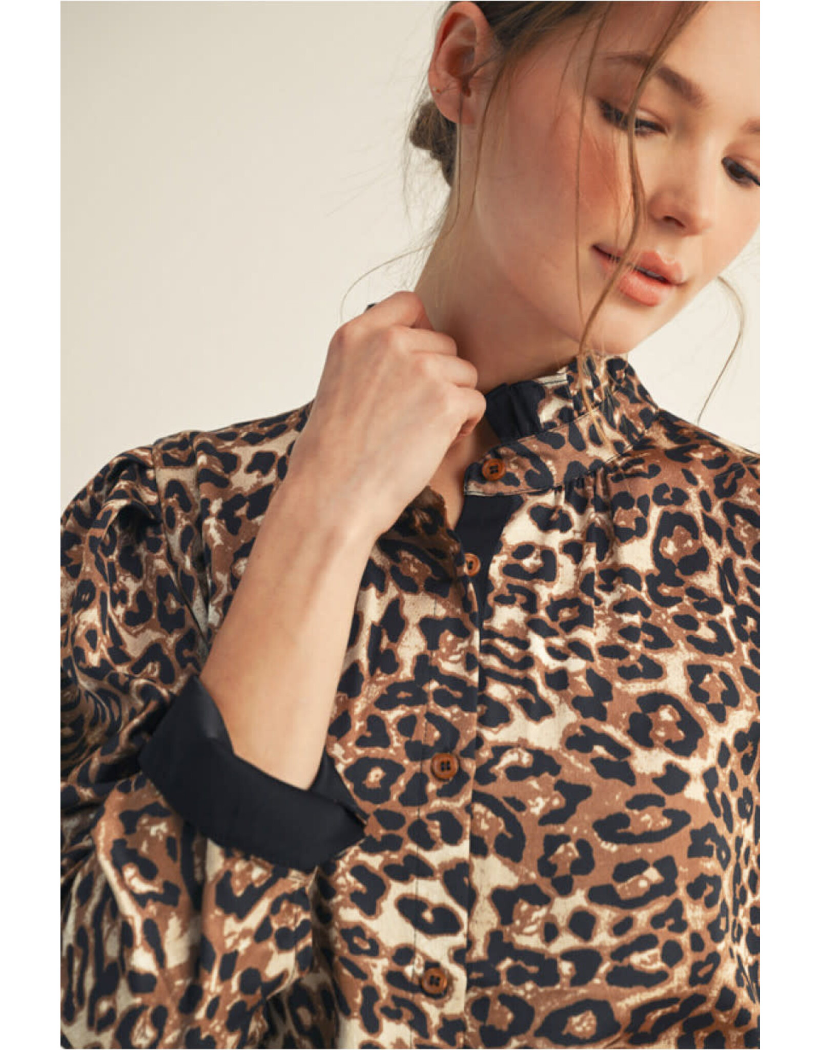 Landy Leopard Top Black Trim