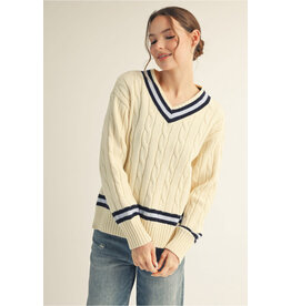 Harvard Drop Shoulder Cable Knit Sweater