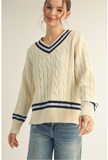 Harvard Drop Shoulder Cable Knit Sweater