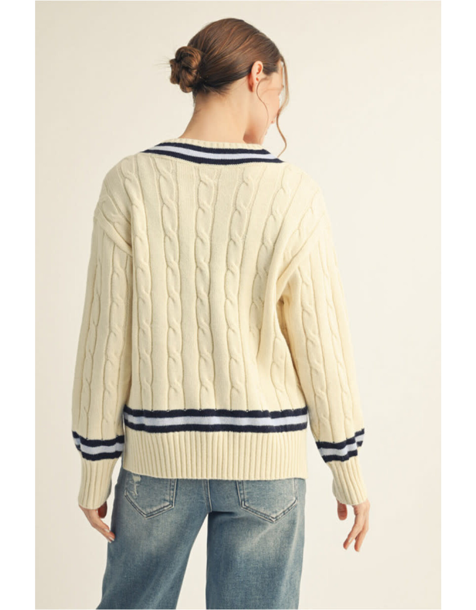 Harvard Drop Shoulder Cable Knit Sweater