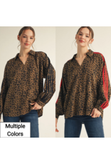 Lacy Leopard Stipe Accent Top