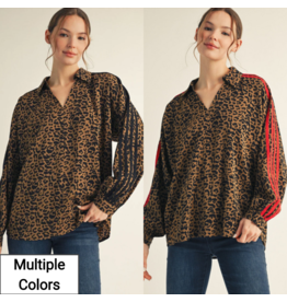 Lacy Leopard Stripe Accent Top