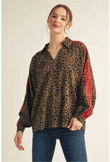 Lacy Leopard Stipe Accent Top