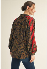 Lacy Leopard Stipe Accent Top