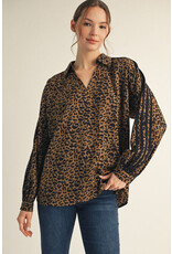 Lacy Leopard Stipe Accent Top