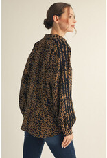 Lacy Leopard Stipe Accent Top
