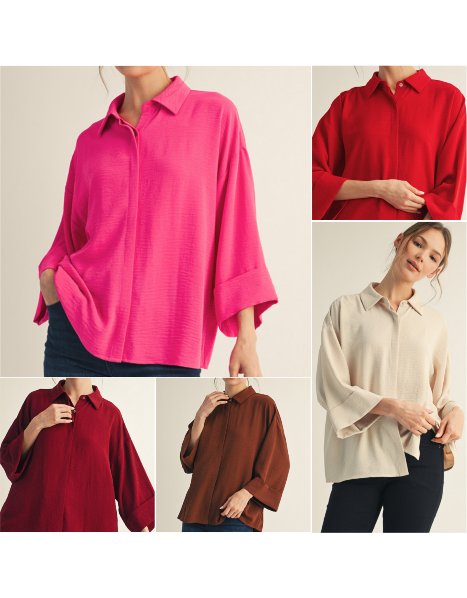 Melody 3/4 Sleeve Button Down Top