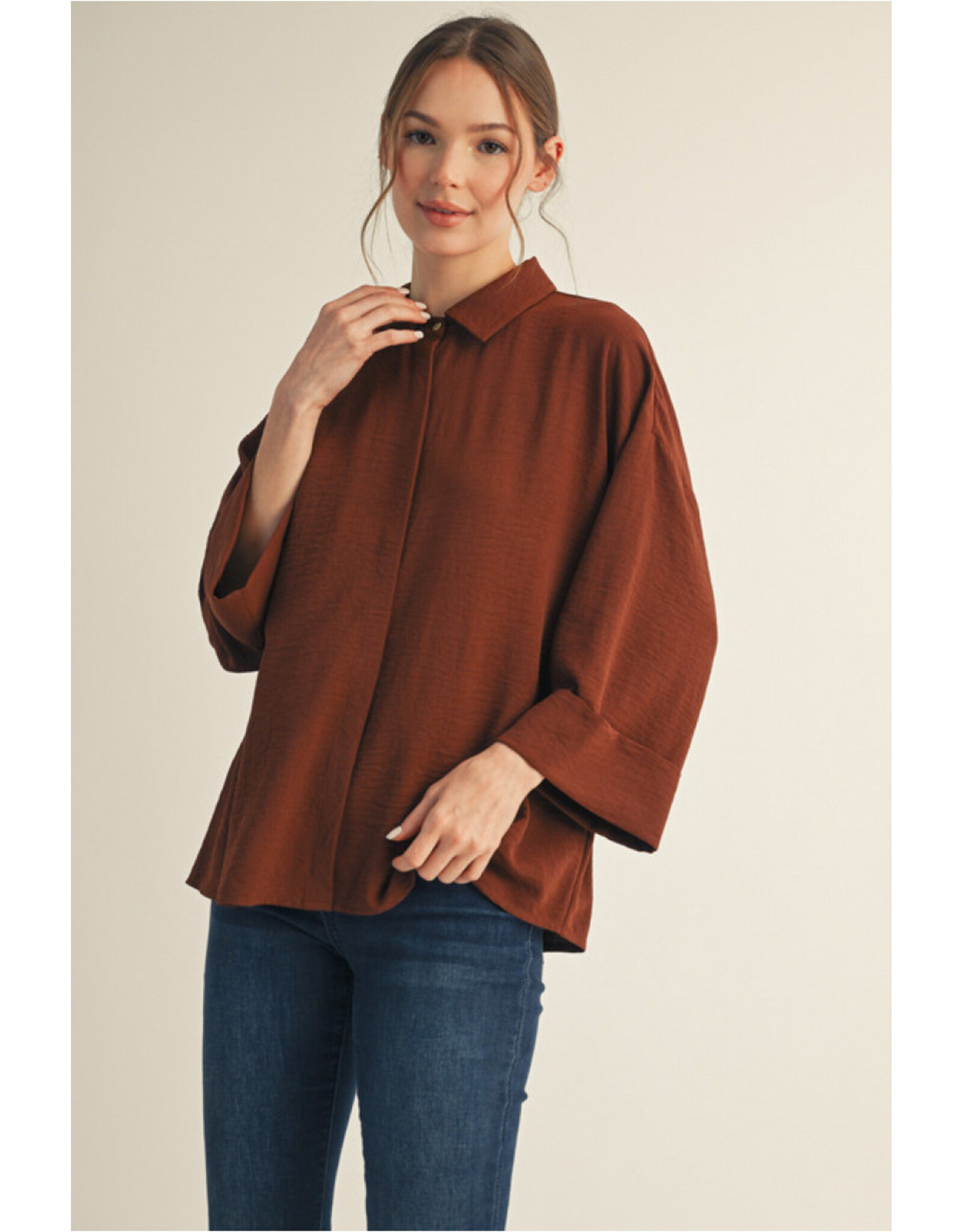 Melody 3/4 Sleeve Button Down Top