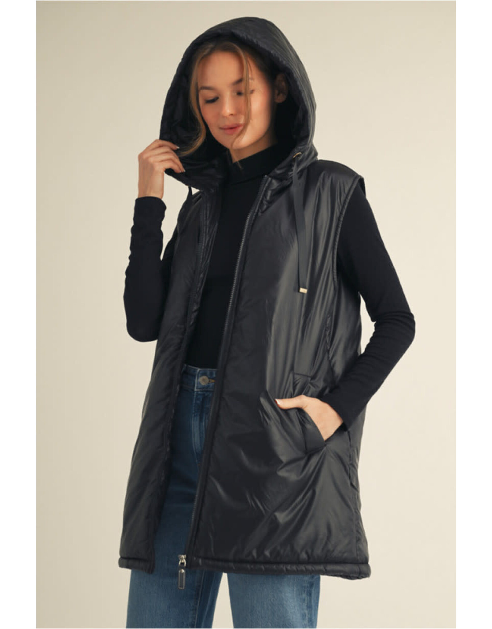 Hannah Black Hoodie Vest