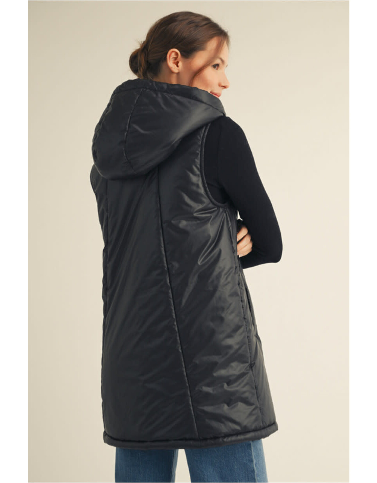 Hannah Black Hoodie Vest