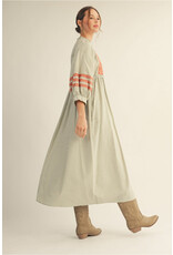 Olivia Olive Embroidered Midi Dress