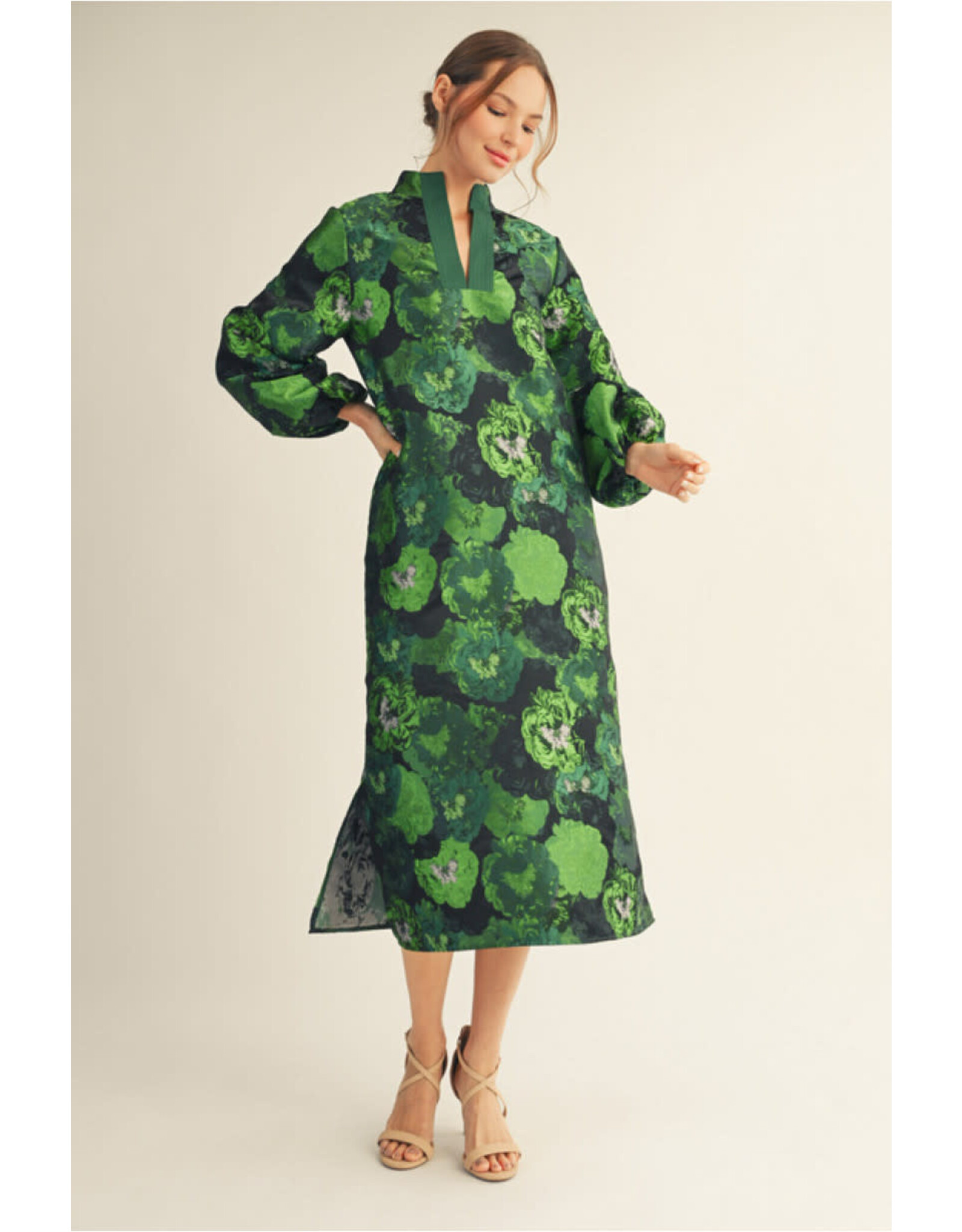 Madge Green Floral Party Dress