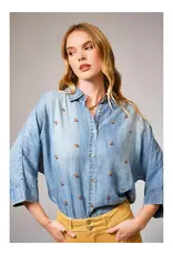 Hi-Low Pearl Chambray Top