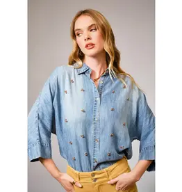 Hi-Low Pearl Chambray Top