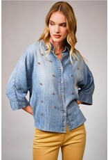 Hi-Low Pearl Chambray Top
