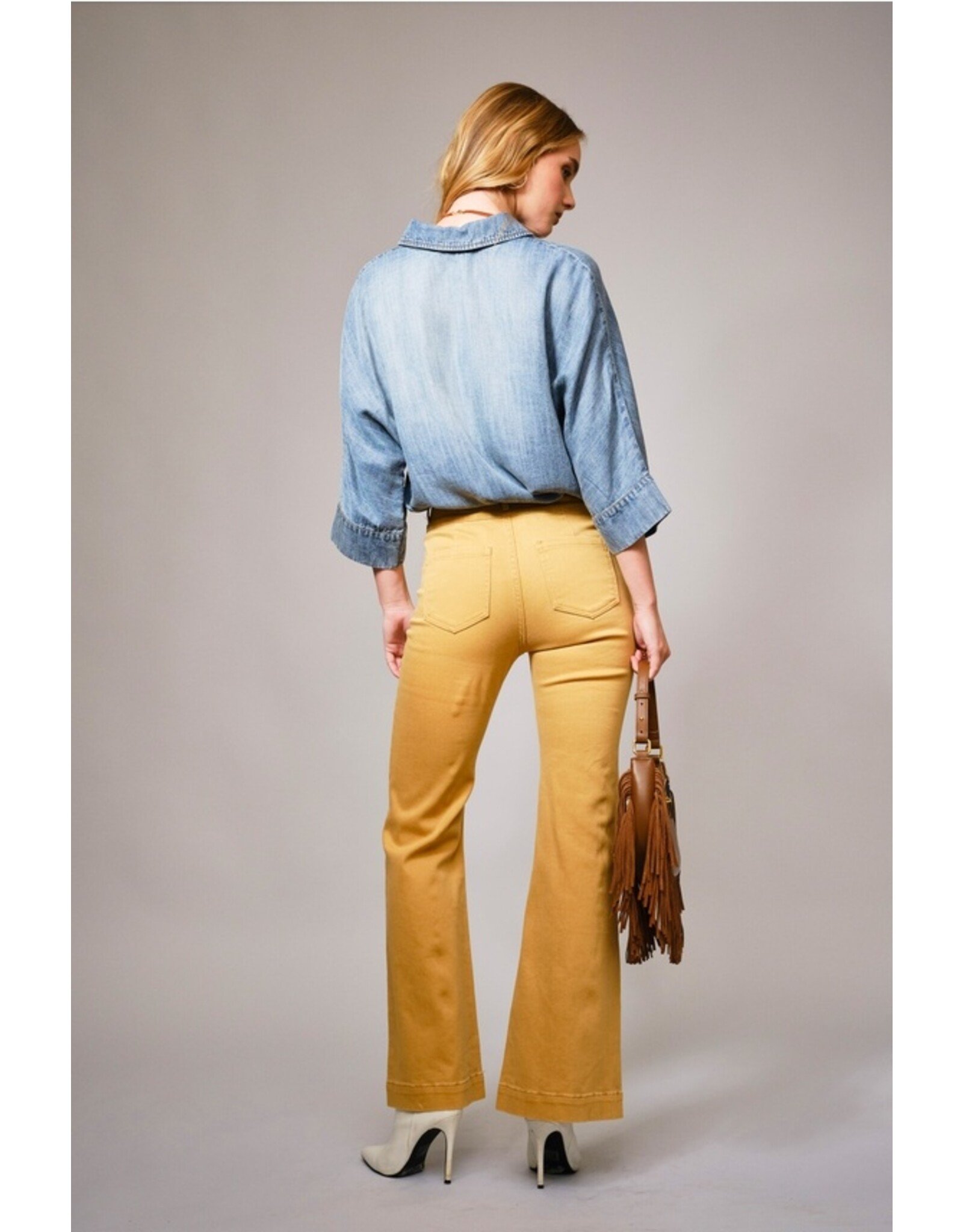 Hi-Low Pearl Chambray Top