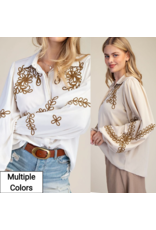 Embroidery Detailing Button Down Washed Shirt