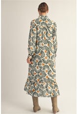 Brooke Boho Olive Print Midi Dress
