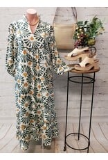 Brooke Boho Olive Print Midi Dress
