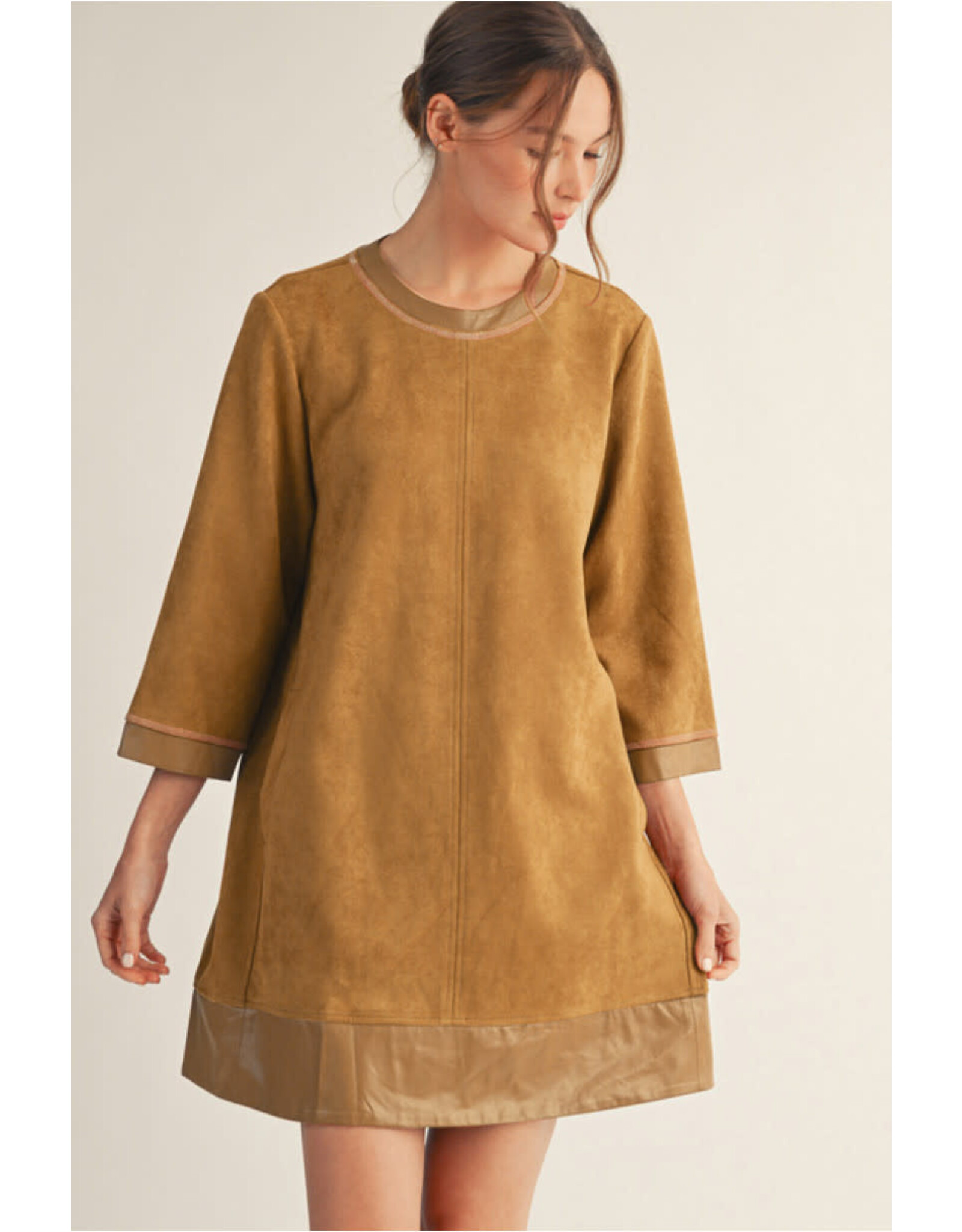 Chloe Camel Faux Suede Leather Dress
