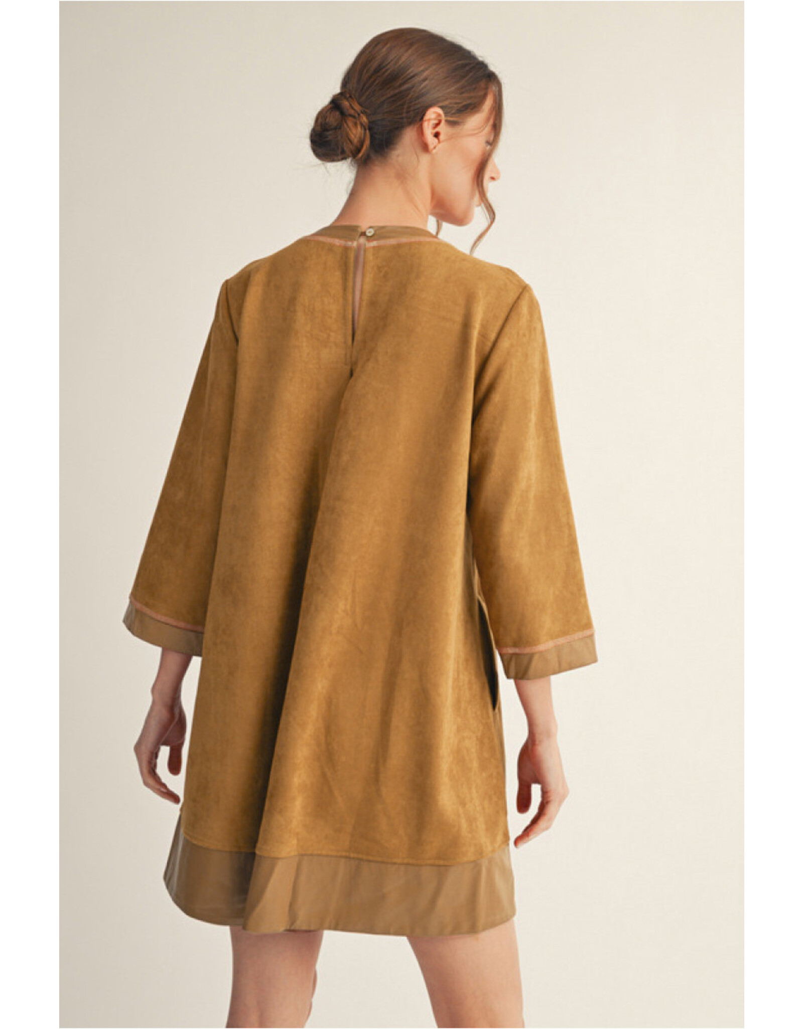 Chloe Camel Faux Suede Leather Dress