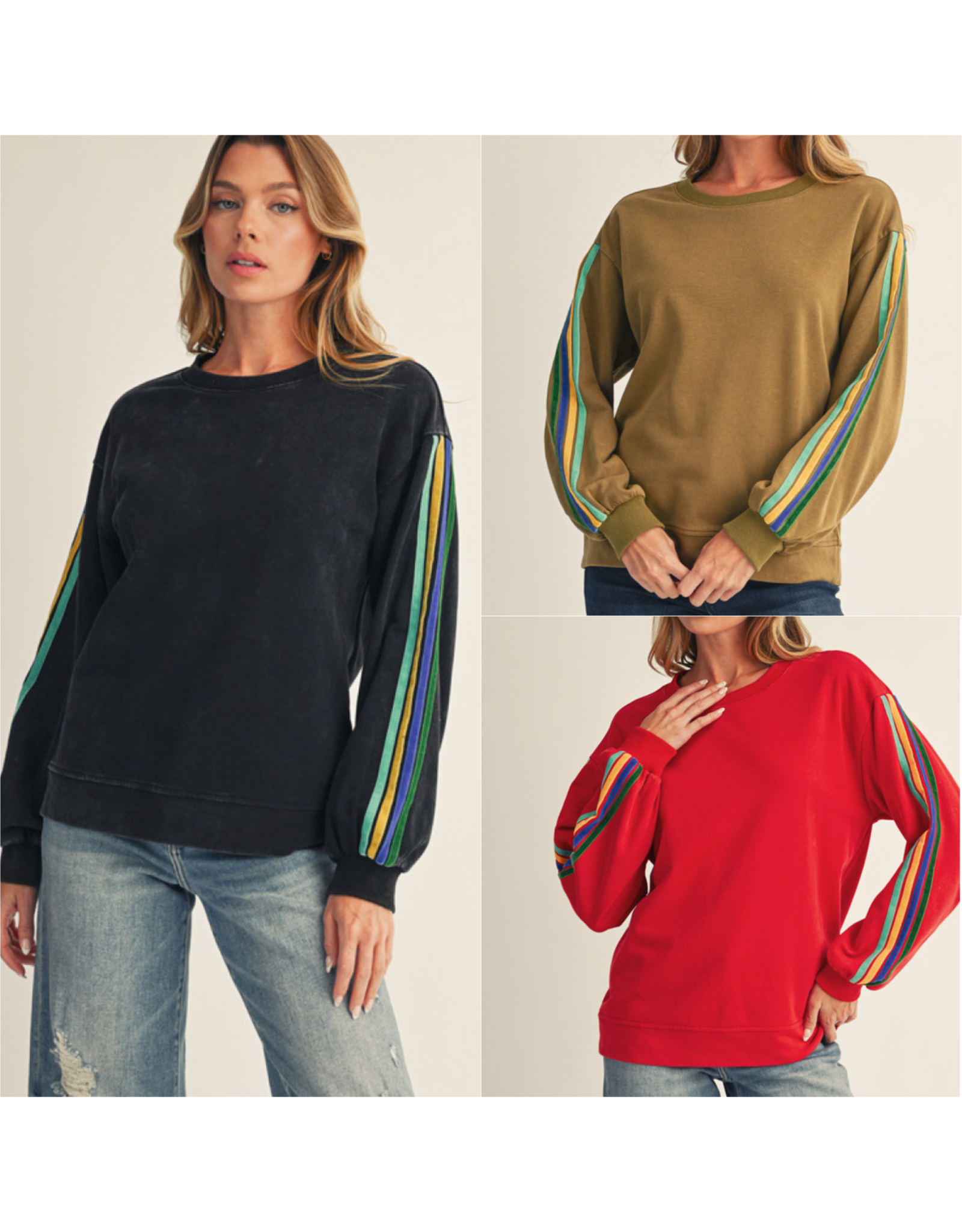 Sadie Velvet Stripe Sweatshirt