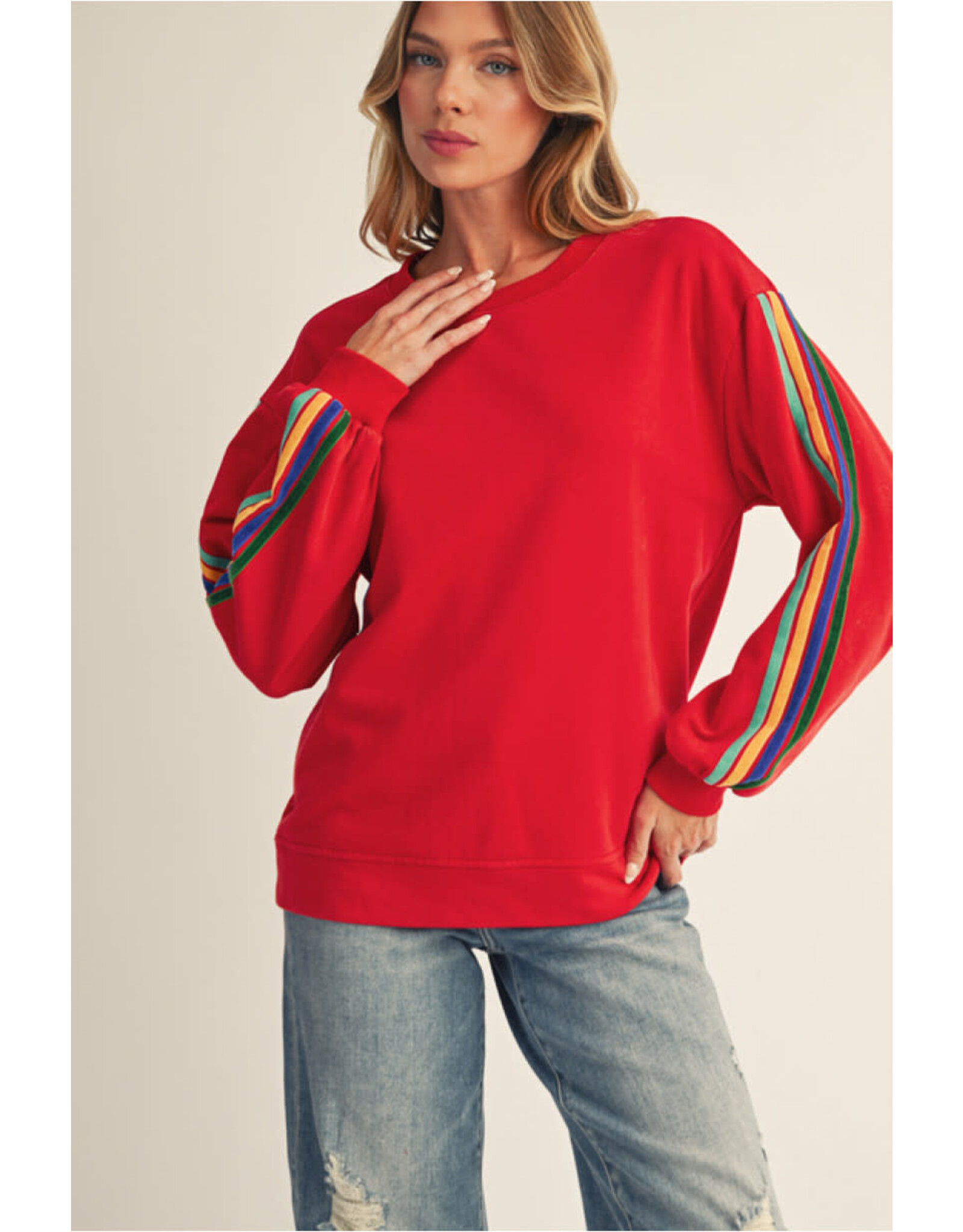 Sadie Velvet Stripe Sweatshirt