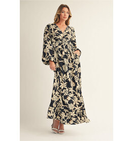 Savannah  Black Floral Wrap Maxi Dress