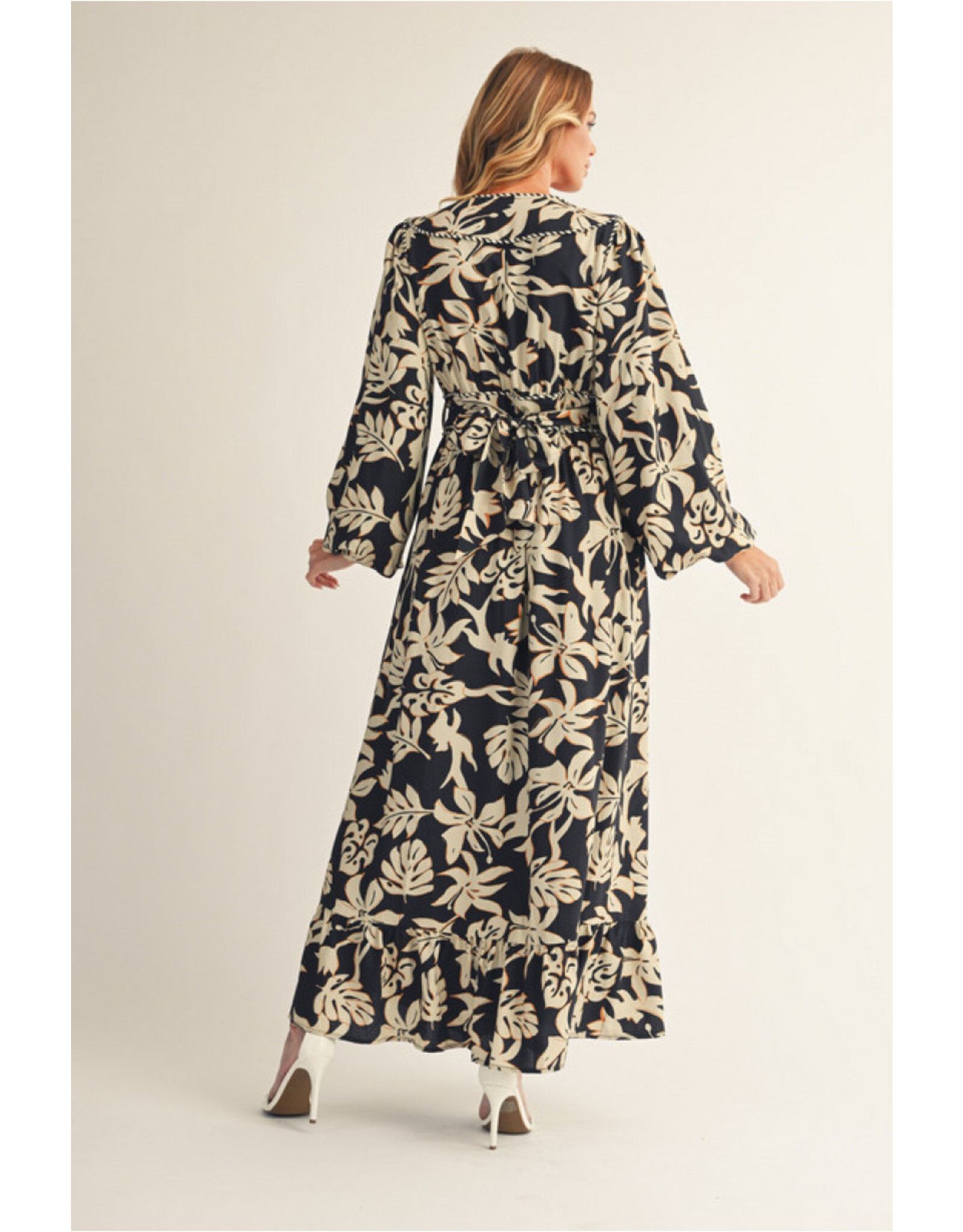 Savannah  Black Floral Wrap Maxi Dress