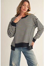 Diane Drop Shoulder Black Stripe Top