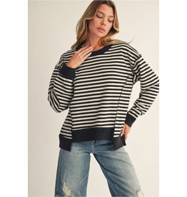 Diane Drop Shoulder Black Stripe Top